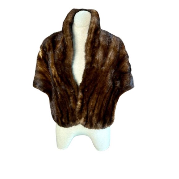 Conrad & Chandler Vintage 60s Brown Genuine Mink Stole Cape Wrap Hollywood Glam - Picture 1 of 13